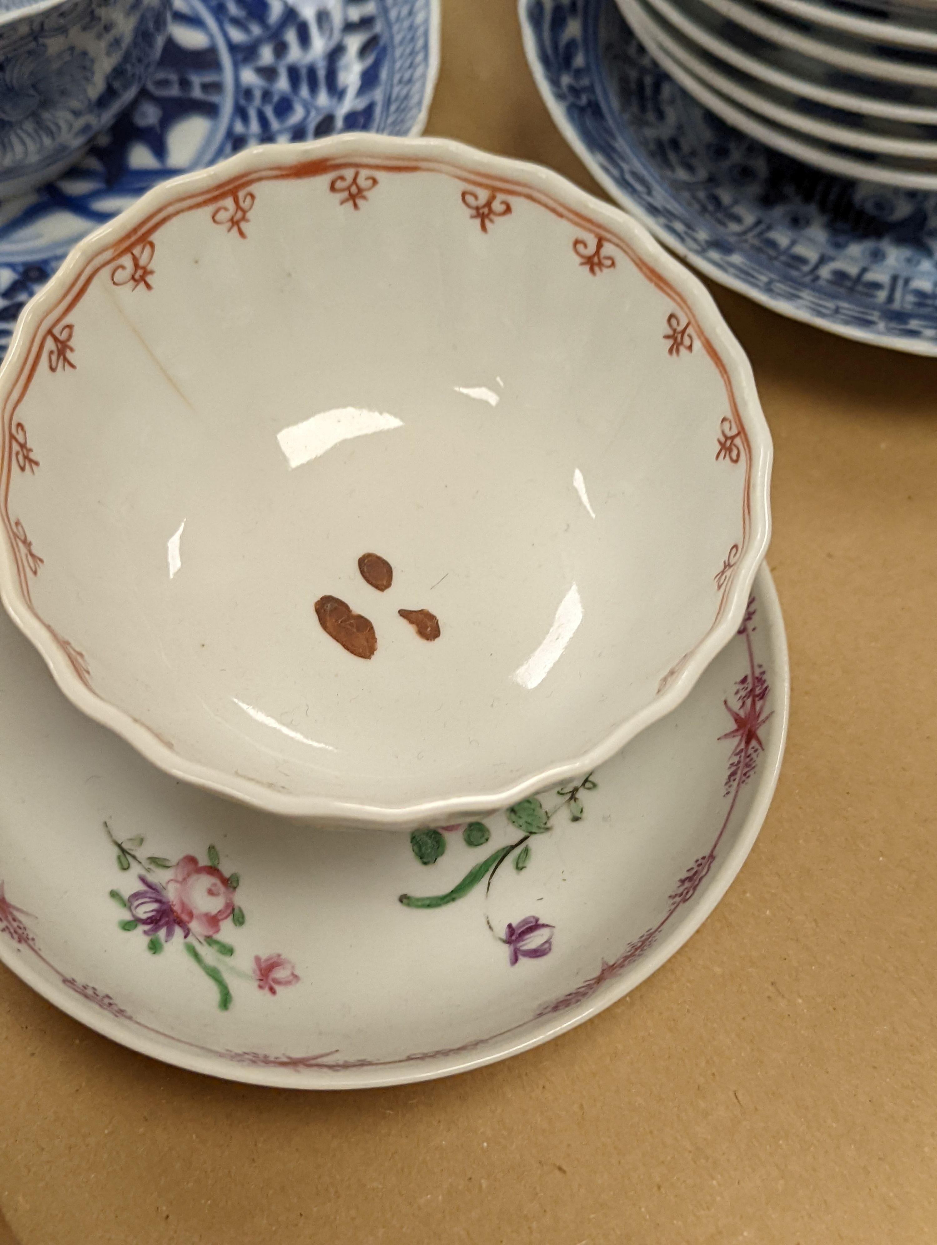 A group of Chinese porcelain teabowls and saucers, 18th-20th century